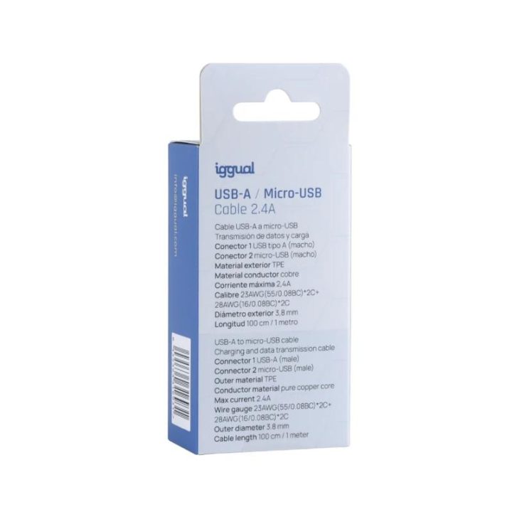 iggual cabo USB-A/micro-USB 100 cm branco