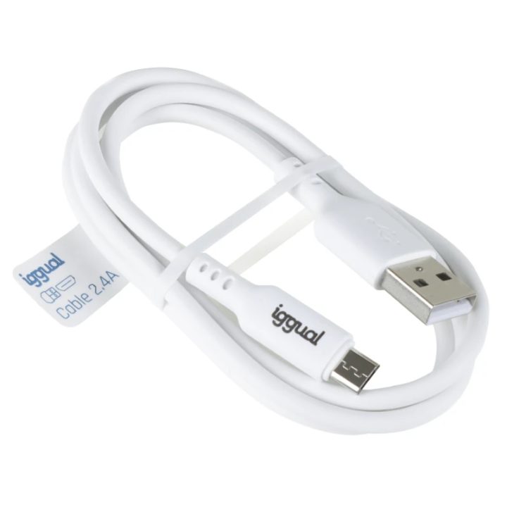 iggual cabo USB-A/micro-USB 100 cm branco