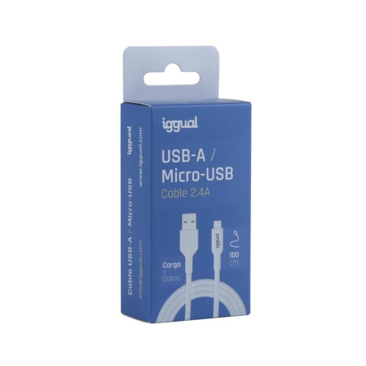 iggual cabo USB-A/micro-USB 100 cm branco