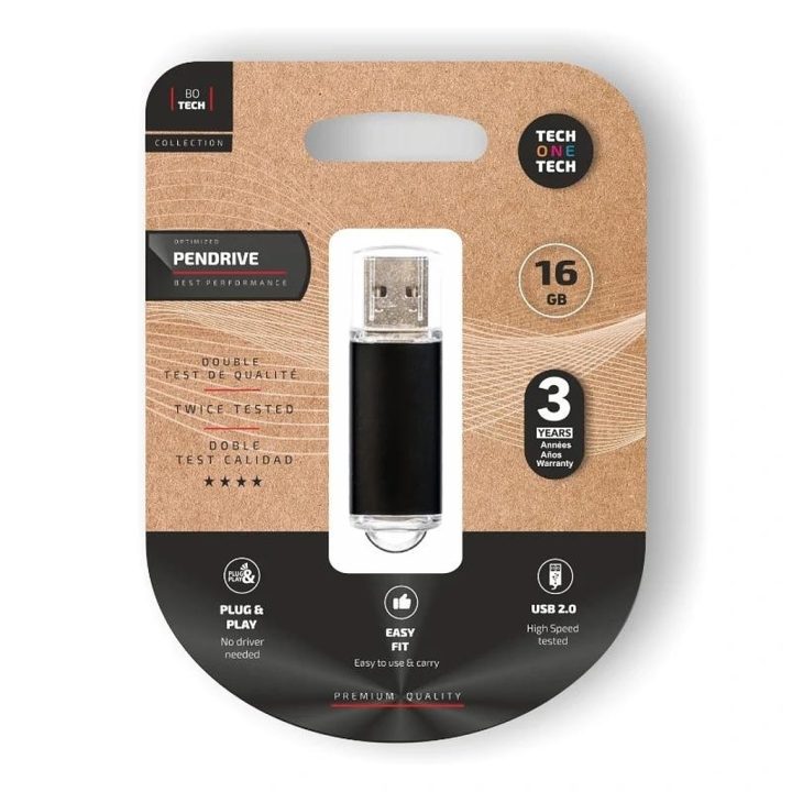 TECH ONE TECH Basic Pendrive 16GB USB 2.0 Preto (TEC3006-16)