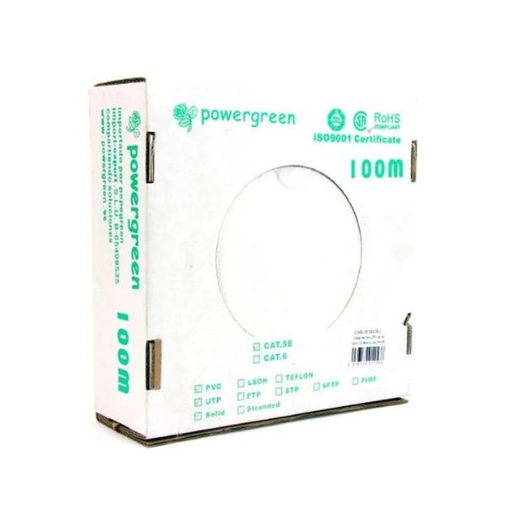 Bobina de cable Pepegreen CAT5E 100m rigido (CAB-05100-BU)
