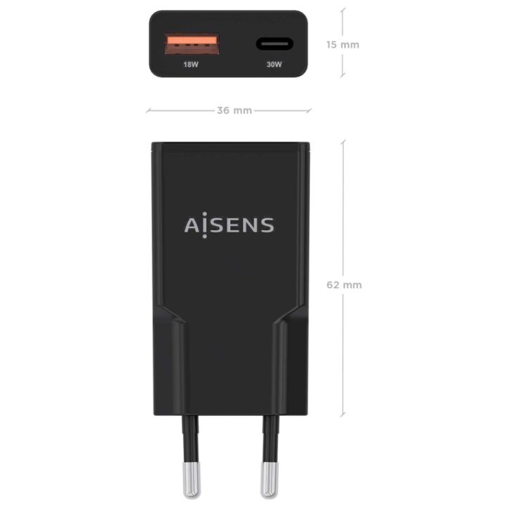 AISENS ASCH-30W2P047-BK Universal Charger for Digital Camera, MP3…