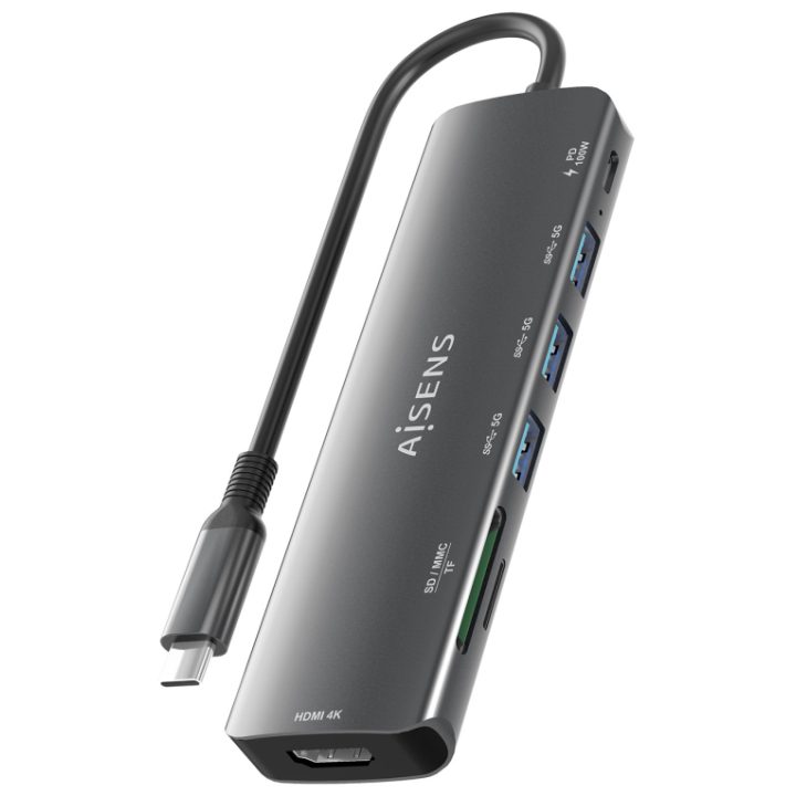 AISENS USB-C Dock 7 en 1, USB-C A, 1x HDMI, 3x USB-A, 1x USB-C PD…