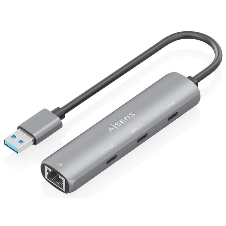 AISENS USB3.0 Dock USB-A a Ethernet Gigabit + Hub 3xUSB-C, Cinzento…