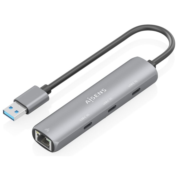 AISENS USB3.0 Dock USB-A a Ethernet Gigabit + Hub 3xUSB-C, Cinzento…
