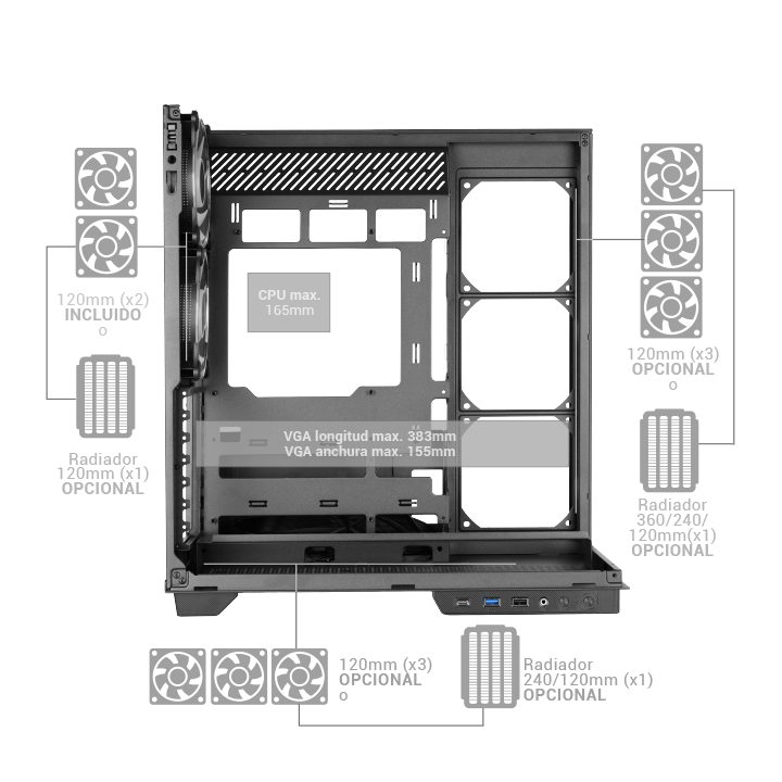 Mars Gaming MC-3GFPRO Torre Cromo