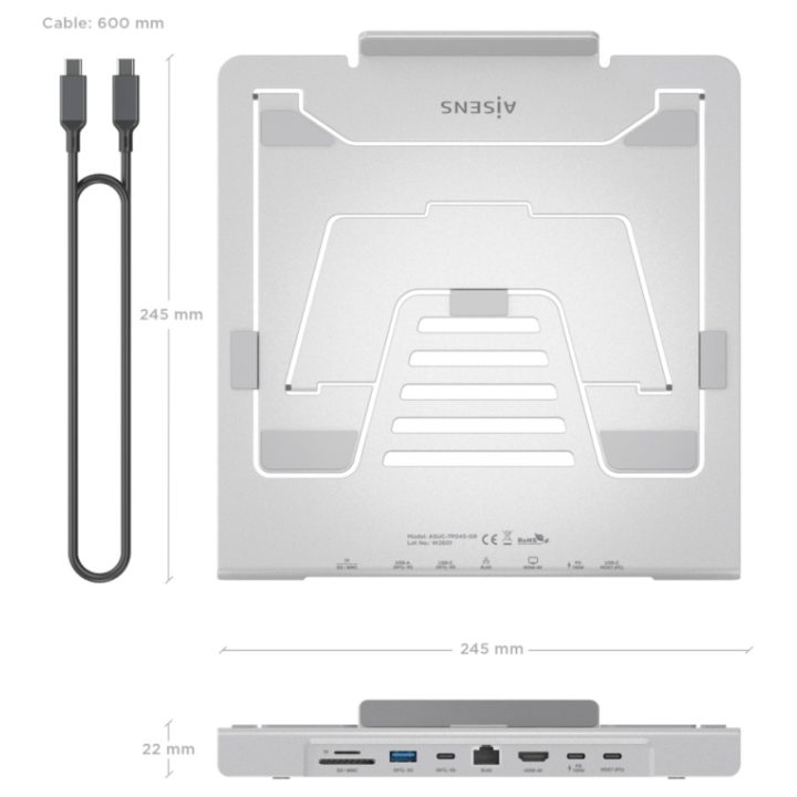AISENS Suporte de Mesa Ajustável para Portátil / Tablet com Docking…