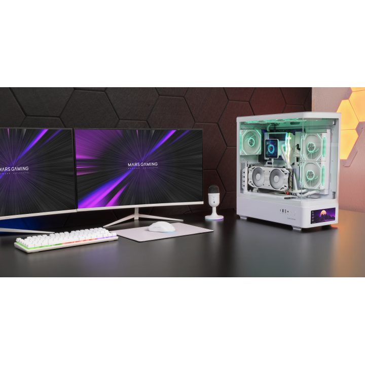 Mars Gaming MCLCDPROW White Midi Tower PC Case