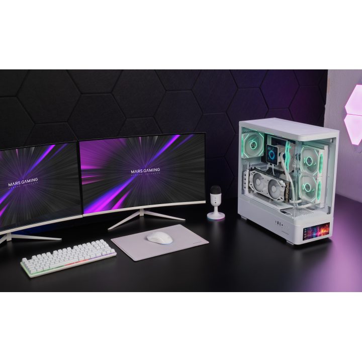 Mars Gaming MCLCDPROW White Midi Tower PC Case
