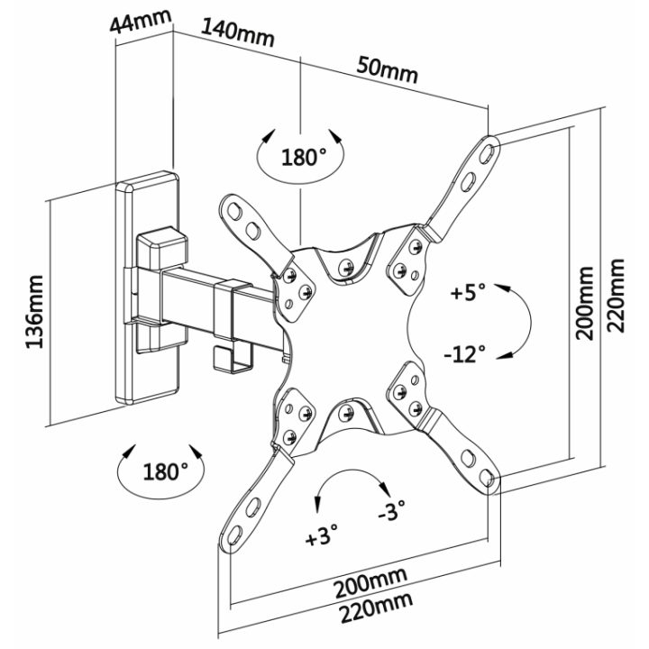 AISENS WT42TSLE-009 TV Mount 42" Black