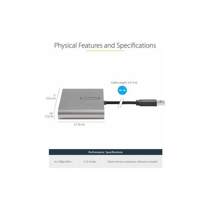 StarTech.com Adaptador USB 3.0 para 4 Portas HDMI - Placa Gráfica e…