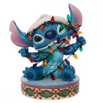 Figura Enesco Disney Stitch envolvido em luzes de Natal (6010872)