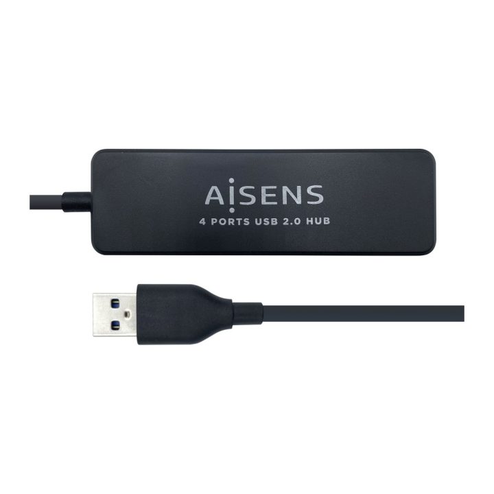 AISENS USB 2.0 Hub, Type A/M - 4 x Type A/F, Black, 30 cm