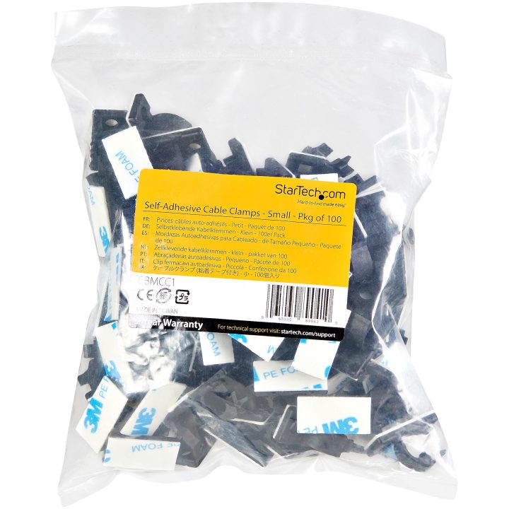 StarTech.com 100 Adhesive Cable Management Clips - Black -…