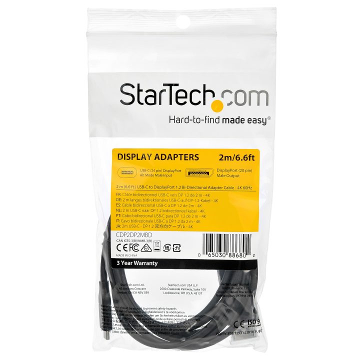 StarTech.com Cable de 2m USB C a DisplayPort 1.2 de 4K a 60Hz - Cable…