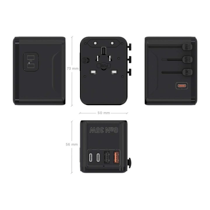 AISENS Universal Travel Plug Adapter for EU/USA/UK/AU with USB GaN…