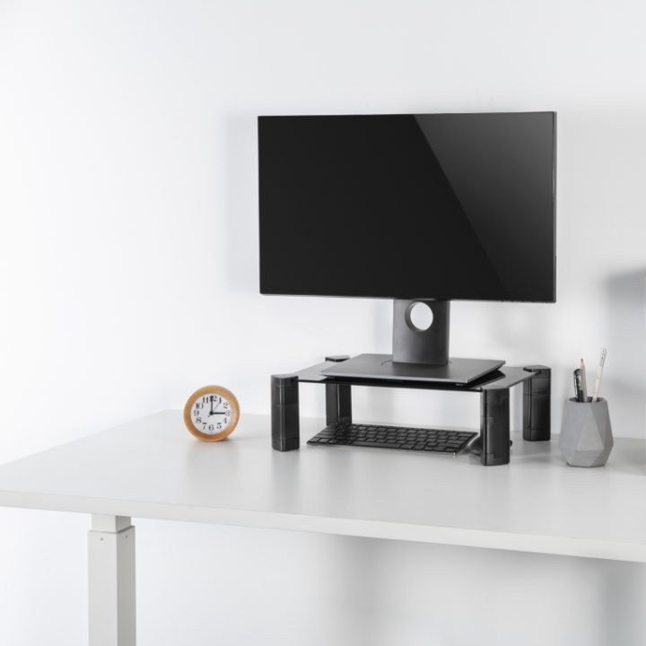 AISENS Glass Monitor/Laptop Riser Stand, Black