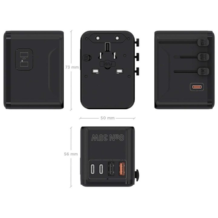 AISENS Adaptador de Tomada Universal de Viagem EU/USA/UK/AU com…