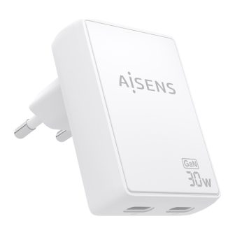 AISENS Carregador de Parede GaN Ultra Fino 30W, 2xUSB-C PD3.0 QC4.0…