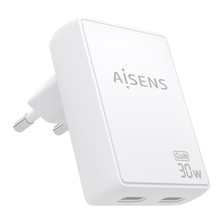 AISENS Carregador de Parede GaN Ultra Fino 30W, 2xUSB-C PD3.0 QC4.0…