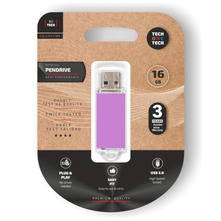 TECH ONE TECH Basic Pendrive 16 GB USB 2.0 Roxo (TEC3009-16)