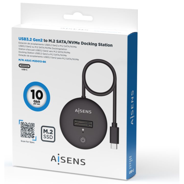 AISENS USB-C Dock M.2 (NGFF) ASUC-M2D013-BK SATA/NVMe A USB3.1 Gen2…
