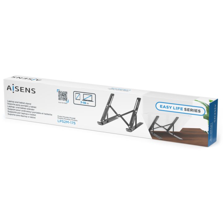 AISENS Adjustable Desktop Stand for Laptop / Tablet, Gray