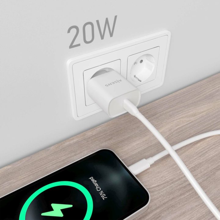 AISENS USB-C PD3.0 Charger 1 Port 1xUSB-C 20W, White