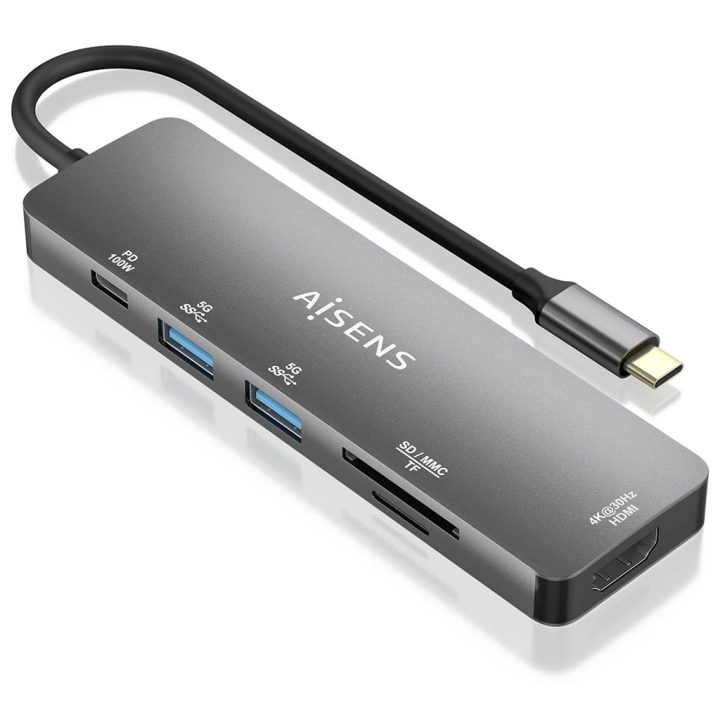 AISENS USB-C Dock 6 EM 1, USB-C a 1xHDMI, 2xUSB-A, 1xUSB-C PD 100W…