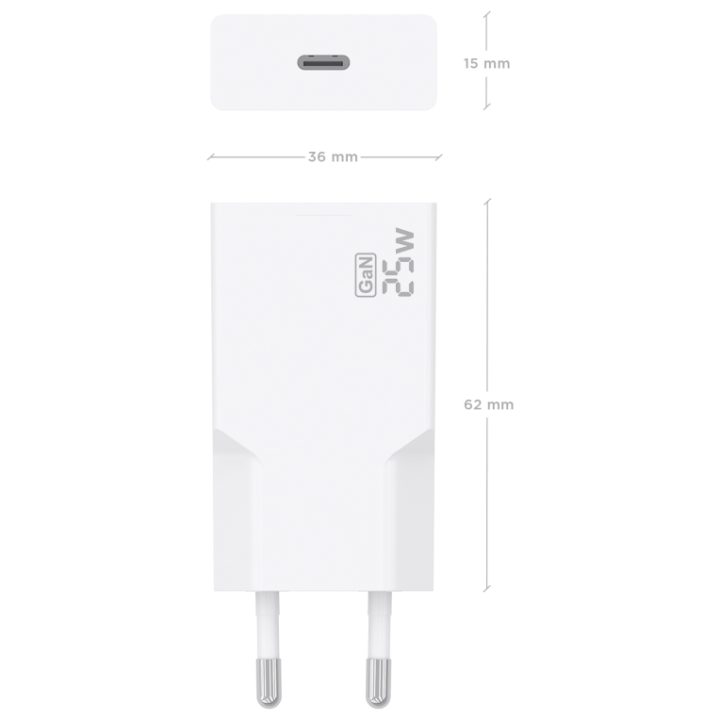 AISENS Ultra Slim GaN 25W Charger, 1xUSB-C PD3.0, White