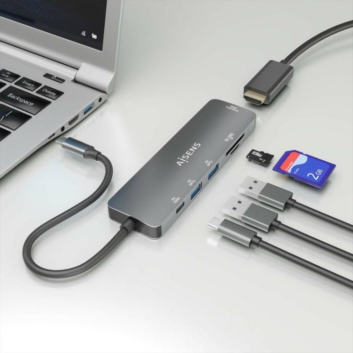 AISENS USB-C Dock 6 EM 1, USB-C a 1xHDMI, 2xUSB-A, 1xUSB-C PD 100W…