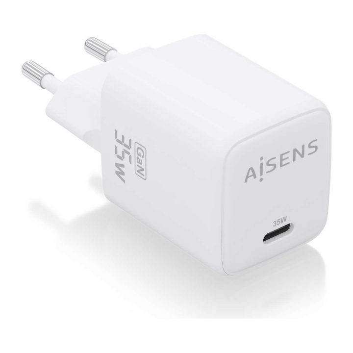 AISENS Carregador GaN 35W, 1xUSB-C PD3.0 QC4.0, Branco