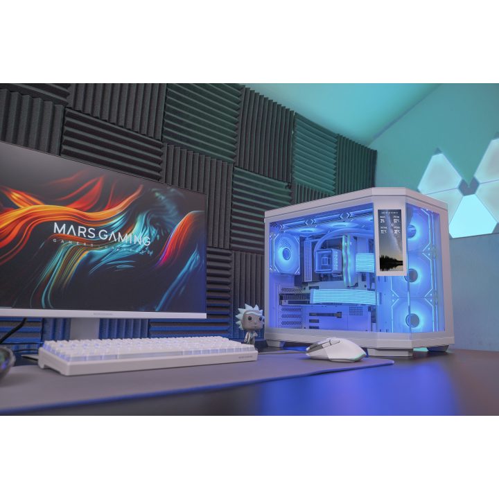 Mars Gaming MC3TCORELCDW White Midi Tower PC Case