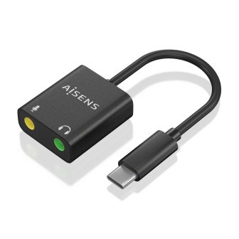 AISENS Conversor USB-C a Audio 48KHz, USB-C/M-2xJack 3.5/H, Negro, 10…