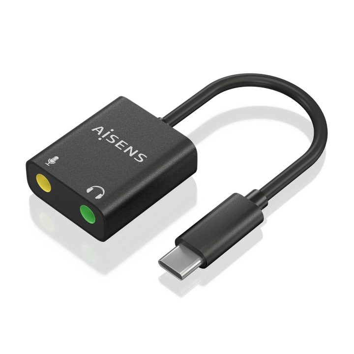 AISENS USB-C to Audio Converter 48KHz, USB-C/M-2xJack 3.5/H, Black…