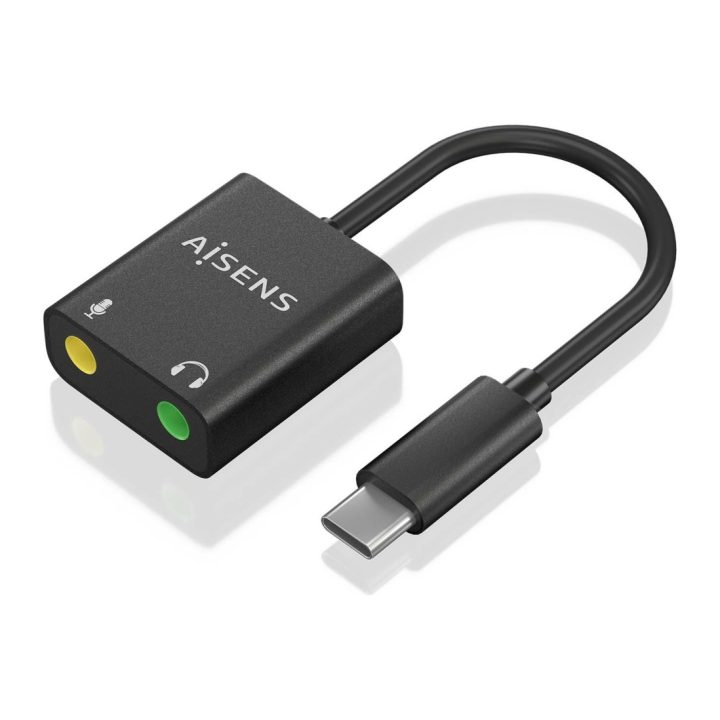 AISENS Conversor USB-C para Áudio 48KHz, USB-C/M-2xJack 3.5/H, Preto…