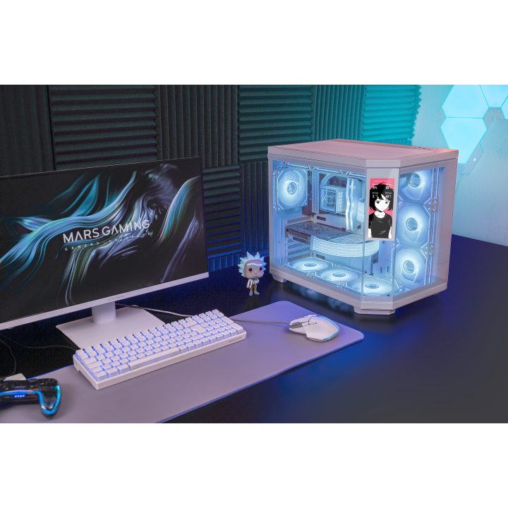 Mars Gaming MC3TCORELCDW White Midi Tower PC Case