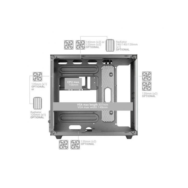 Mars Gaming MC-FUSIONM, Micro-ATX Gaming Case, Continuous Curved…