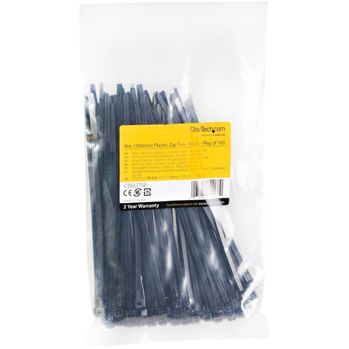 StarTech.com 100-Pack Self-Locking Nylon Cable Ties 15cm - Cable Ties…