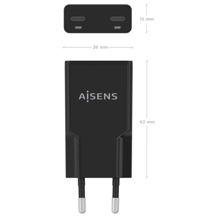 AISENS ASCH-30W2P049-BK cargador de dispositivo móvil Cámara digital…
