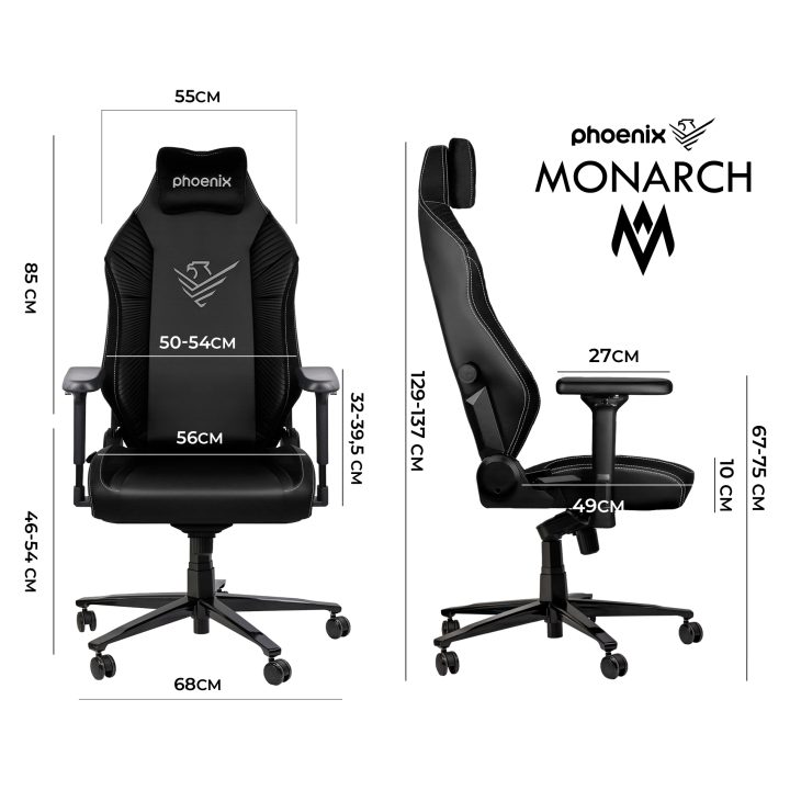 Phoenix Technologies Phoenix Monarch Leather Gaming Chair Size R…
