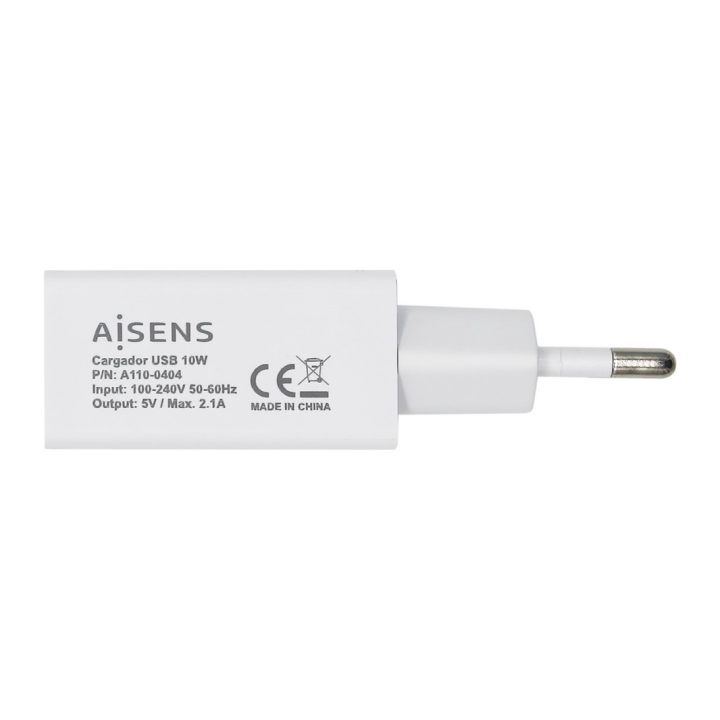 AISENS Cargador USB 10W, 5V/2A, Blanco