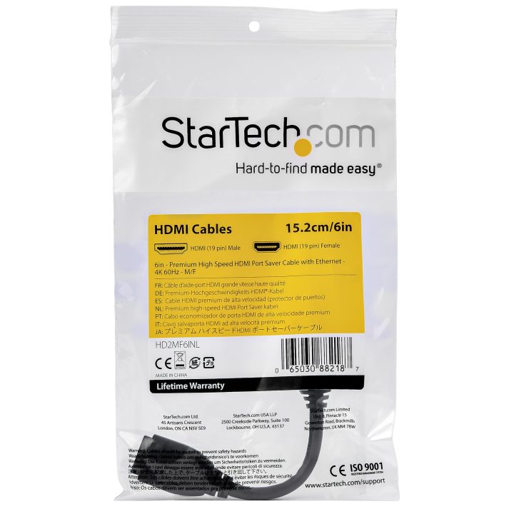 StarTech.com 15cm High Speed HDMI 2.0 Extension Cable with Ethernet -…