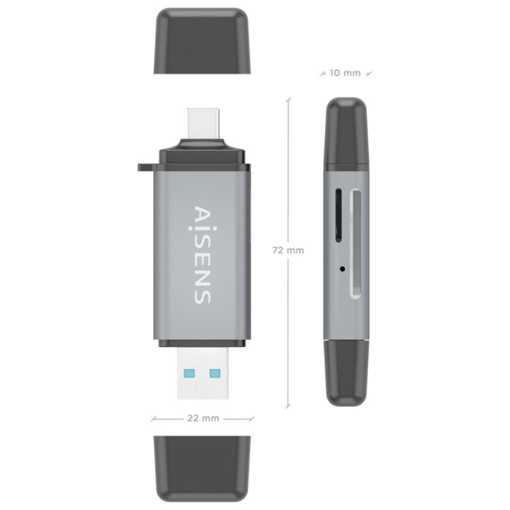 AISENS Leitor de Cartões SD, Micro SD, MMC, RS-MMC, MMC Micro, USB-A…