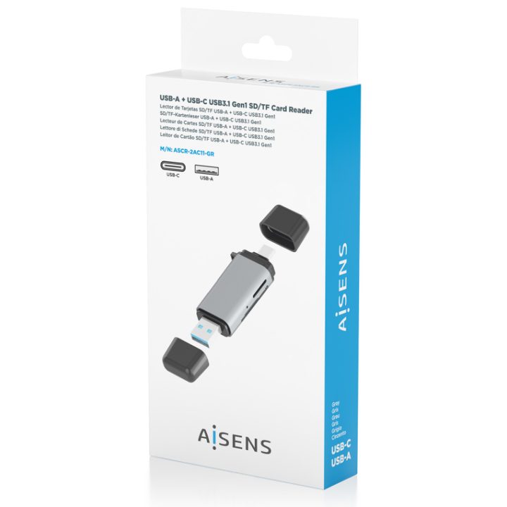 AISENS Leitor de Cartões SD, Micro SD, MMC, RS-MMC, MMC Micro, USB-A…