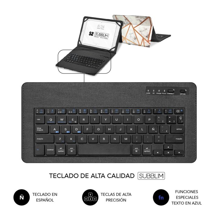 Subblim Capa com Teclado Keytab Pro BT Trendy Mármore Branco…