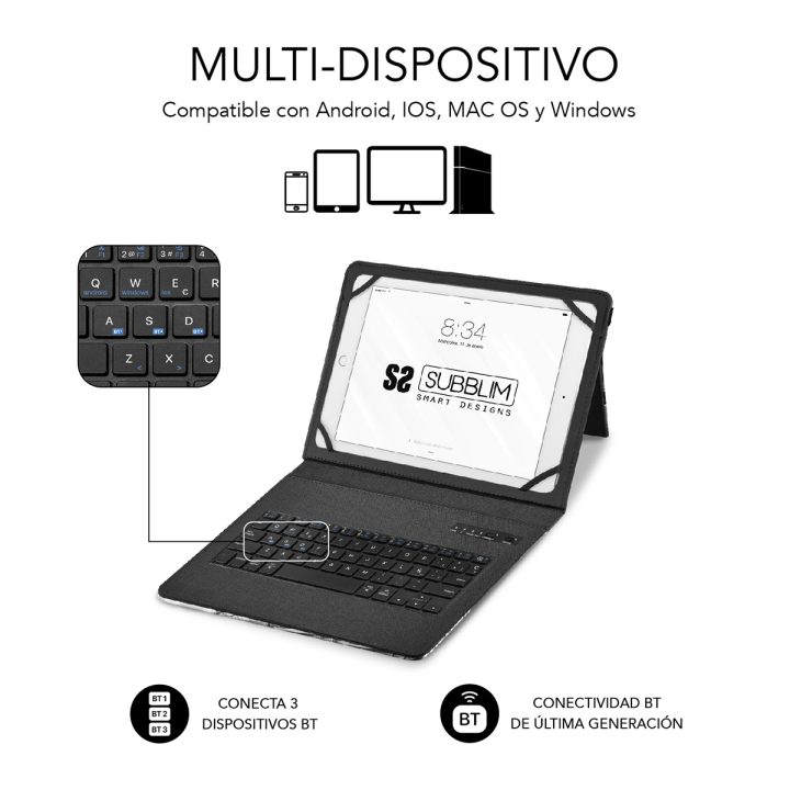 Subblim Capa com Teclado Keytab Pro BT Trendy Mármore Branco…