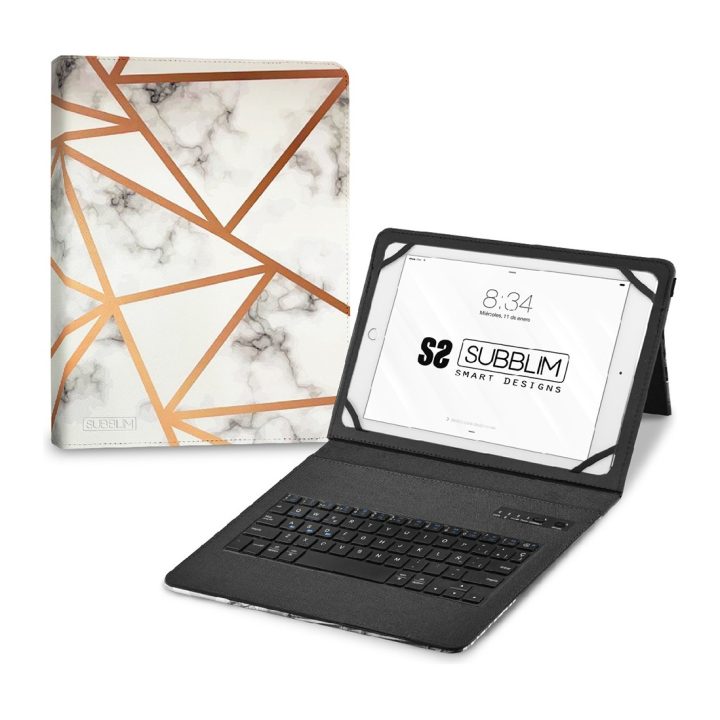 Subblim Keyboard Case Keytab Pro BT Trendy White Marble…
