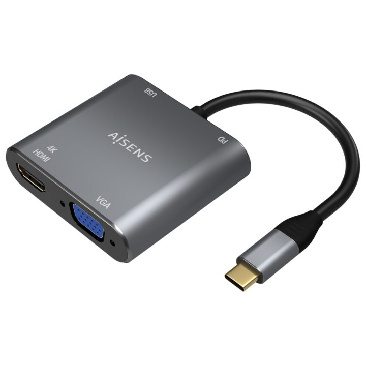 AISENS USB-C to VGA/HDMI 4K/USB3.0/USB-C PD Converter…
