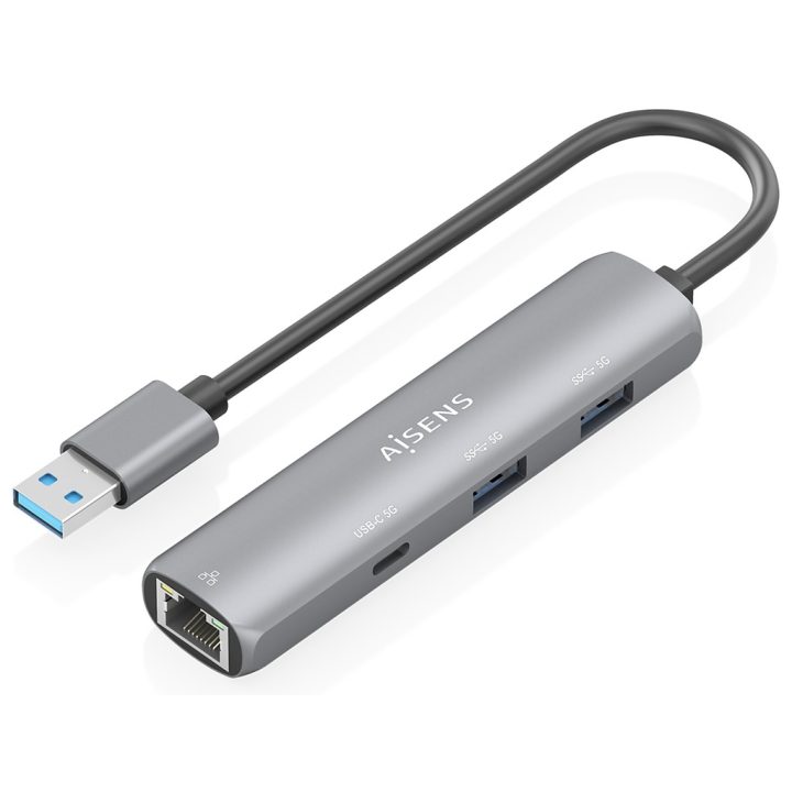AISENS USB3.0 Dock USB-A para Ethernet Gigabit + Hub 1xUSB-C+2xUSB-A…